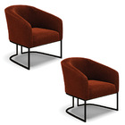 Poltrona Para Sala Industrial Preto Kit 2 Stella Bouclê Terra