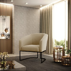 Poltrona Para Sala Industrial Preto Stella Suede Marrom Rato