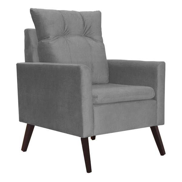 Poltrona Para Sala Ligia Suede Cores - Ds Estofados - Cinza