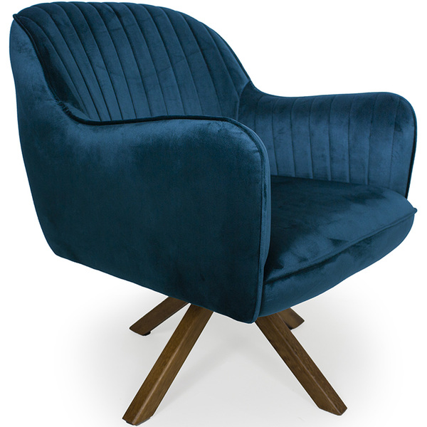 Poltrona Para Sala Miley Base Giromad Veludo Turquesa - Casae