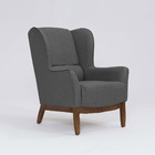 Poltrona Para Sala Mirela D07 Base Madeira Linho Mescla Chumb