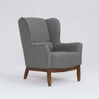 Poltrona Para Sala Mirela D07 Base Madeira Linho Mescla Cinza