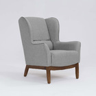 Poltrona Para Sala Mirela D07 Base Madeira Linho Mescla Elefa