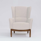 Poltrona Para Sala Mirela D07 Base Madeira Linho Pérola - D'r