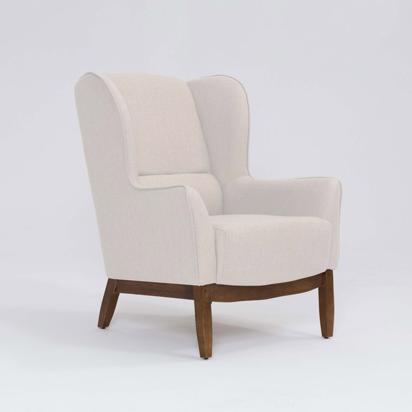 Poltrona Para Sala Mirela D07 Base Madeira Linho Pérola - D'r