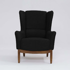 Poltrona Para Sala Mirela D07 Base Madeira Linho Preto - D'ro