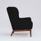 Poltrona Para Sala Mirela D07 Base Madeira Linho Preto - D'ro