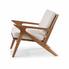 Poltrona Para Sala Oslo, Verniz Avelã, Tecido Cru Calandro Ve