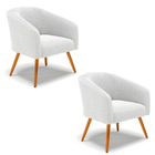 Poltrona Para Sala Pé Palito Castanho Kit 2 Stella Bouclê D03