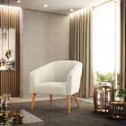 Poltrona Para Sala Pé Palito Castanho Kit 2 Stella Bouclê D03