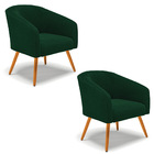 Poltrona Para Sala Pé Palito Castanho Kit 2 Stella Bouclê D03