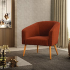 Poltrona Para Sala Pé Palito Castanho Kit 2 Stella Bouclê Ter