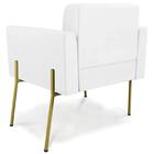 Poltrona Para Sala Pés Metálicos Dourado Ana Sintético Branco