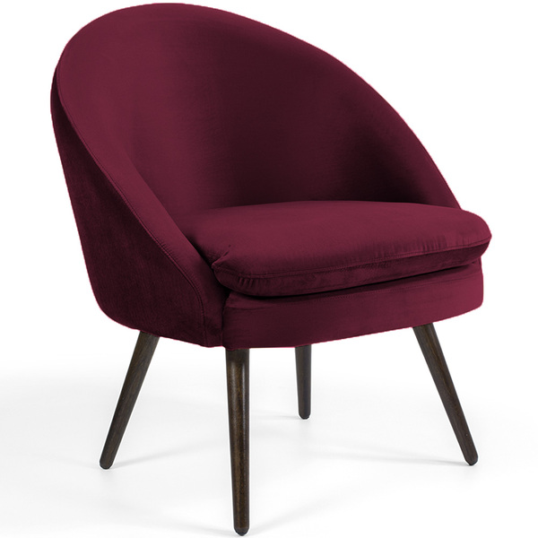 Poltrona Para Sala Rafa Pés Palito Veludo Cabernet - Nexta Ca