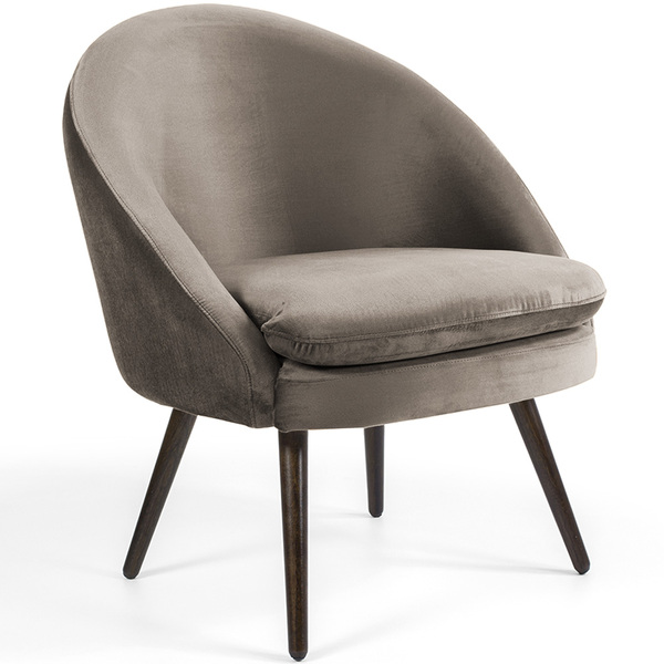 Poltrona Para Sala Rafa Pés Palito Veludo Marrom Claro - Next