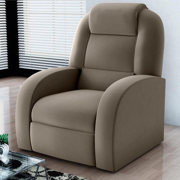 Poltrona Para Sala Reclinável Larry Veludo Cappuccino