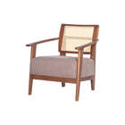 Poltrona Para Sala Serena - Pinhão E Tecido Avelã - Meu Móvel