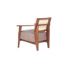 Poltrona Para Sala Serena - Pinhão E Tecido Avelã - Meu Móvel