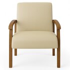 Poltrona Para Sala Tecido Courino Braços Madeira Maciça Mia B