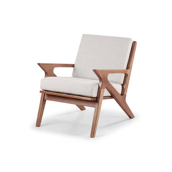 Poltrona Para Sala Tris - Amêndoa E Tecido Cru - Meu Móvel De