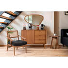 Poltrona Para Sala Vitrola - Nozes E Tecido Cinza Escuro - Me