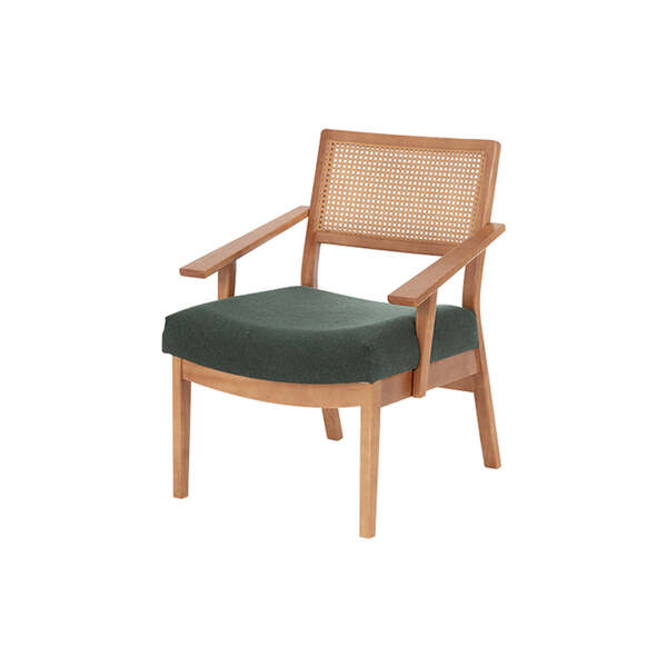 Poltrona Para Sala Vitrola - Nozes E Tecido Verde - Meu Móvel