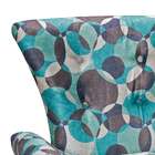 Poltrona Patrícia Giratória Pé Cromado Suede Bolinhas Azul