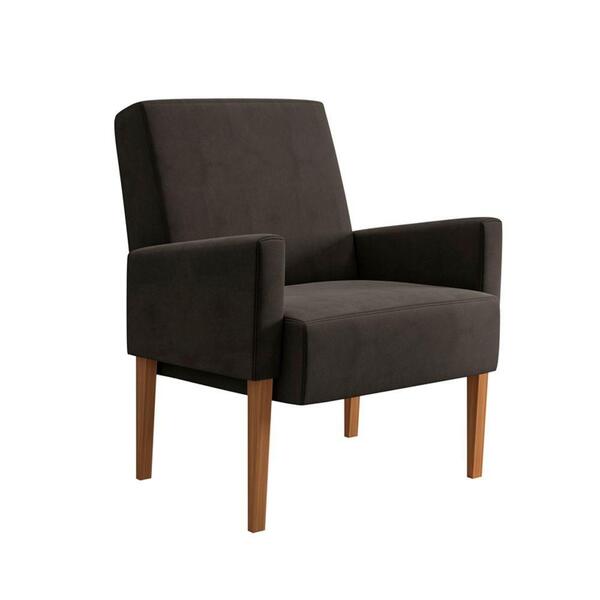 Poltrona Paty Com Pés De Madeira Sued Nobre Marrom