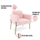 Poltrona Pé De Ferro Dourado Decorativa Kit 2 Marisa Suede D0