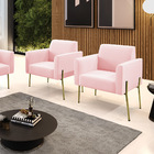 Poltrona Pé De Ferro Dourado Decorativa Kit 2 Marisa Suede D0