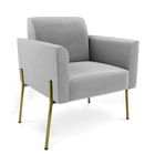 Poltrona Pé De Ferro Dourado Decorativa Kit 2 Marisa Suede D0