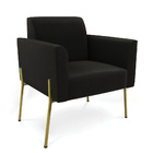 Poltrona Pé De Ferro Dourado Decorativa Kit 2 Marisa Suede D0