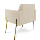 Poltrona Pé De Ferro Dourado Decorativa Marisa Suede Bege