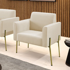 Poltrona Pé De Ferro Dourado Decorativa Marisa Suede Bege