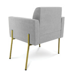 Poltrona Pé De Ferro Dourado Decorativa Marisa Suede - Cinza