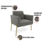 Poltrona Pé De Ferro Dourado Decorativa Marisa Suede - Marrom