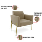 Poltrona Pé De Ferro Dourado Decorativa Marisa Suede - Marrom