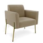 Poltrona Pé De Ferro Dourado Decorativa Marisa Suede Marrom R