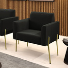 Poltrona Pé De Ferro Dourado Decorativa Marisa Suede - Preto