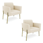 Poltrona Pé De Ferro Dourado Para Escritório Kit 2 Marisa Lin