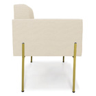 Poltrona Pé De Ferro Dourado Para Sala Elisa Linho Bege A19 D