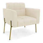 Poltrona Pé De Ferro Dourado Para Sala Elisa Linho D03 - D'ro