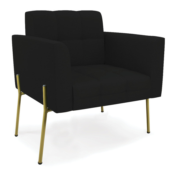 Poltrona Pé De Ferro Dourado Para Sala Elisa Linho D03 - D'ro