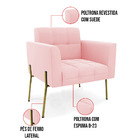 Poltrona Pé De Ferro Dourado Para Sala Elisa Suede D03 - D'ro