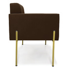 Poltrona Pé De Ferro Dourado Para Sala Elisa Suede Marrom D03