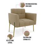 Poltrona Pé De Ferro Dourado Para Sala Elisa Suede Marrom Rat