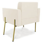 Poltrona Pé De Ferro Dourado Para Sala Elisa Veludo Bege D03