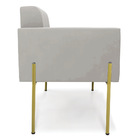 Poltrona Pé De Ferro Dourado Para Sala Elisa Veludo Cinza D03