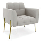 Poltrona Pé De Ferro Dourado Para Sala Elisa Veludo D03 - D'r