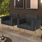 Poltrona Pé De Ferro Dourado Para Sala Kit 2 Elisa Corino D03